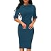 Formal Dress,Han Shi Women Retro Knee Length Empire Office Bodycon Skirt with Back Zipper (Blue, L)