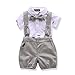 FERENYI US Baby Boys Bowtie Gentleman Romper Jumpsuit Overalls Rompers (0-6 Months, Gray 3)