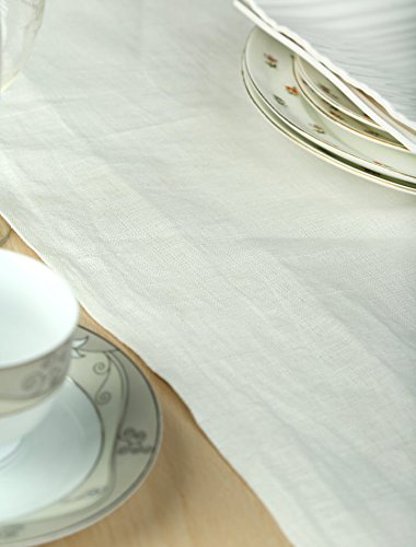 RAJRANG Solid Ivory Table Runner - Natural Cotton Linen Fabric for Party Supplies Home Living Room Decorative Accessories for Dinning Table 16 X 72 Inches