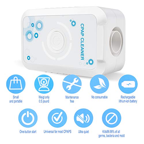 Enshey CPAP Cleaner and Sanitizer Portable Rechargeable Oâ‚ƒ CPAP Cleaner System CPAP Cleaning Machine Bundle with Sanitizing Bag, T Adapter, Mask Tube Cleaner