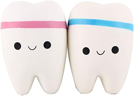 2PCS Jumbo Squishies Cartoon tooth pendant Slow Rising Squeeze Hand Pillow Toy for Collection Gift