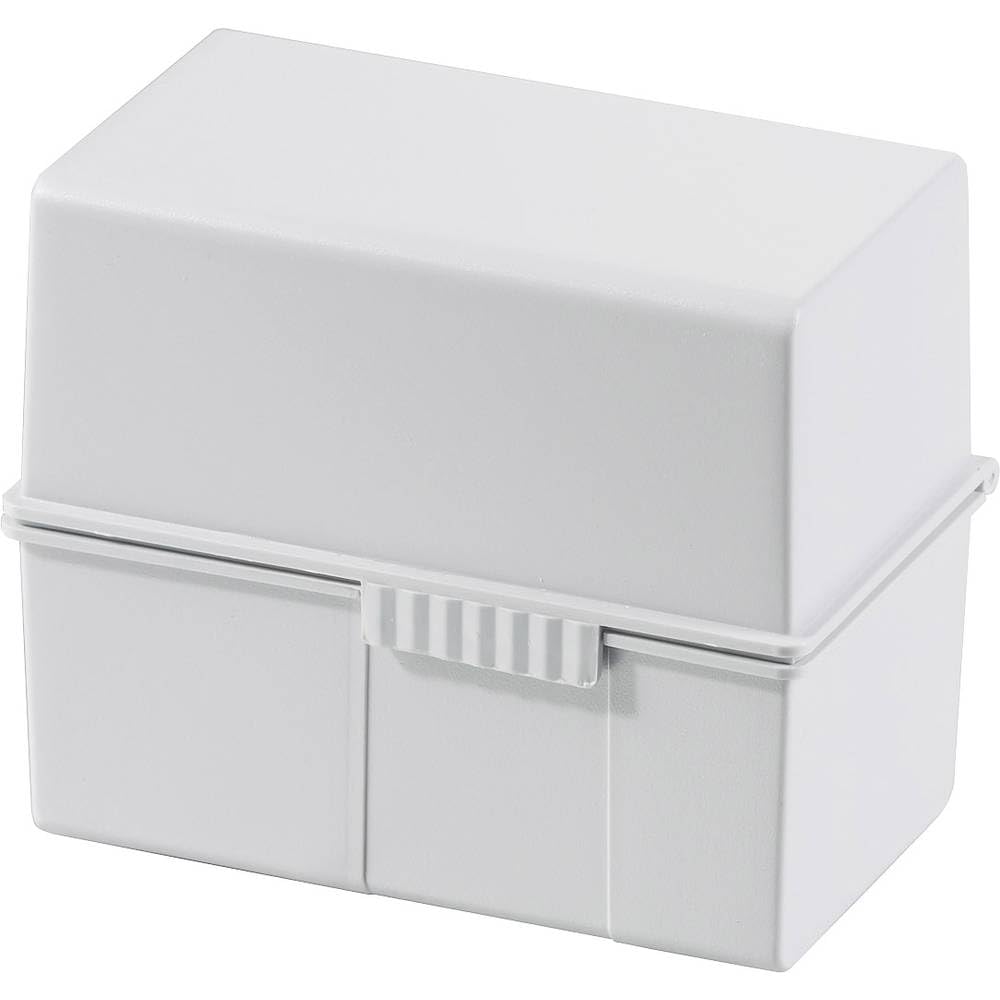 HAN 977-11, Card index box A7 landscape. Innovative, attractive design holds a maximum of 300 cards with steel hinge, light-grey - various colours to choose from
