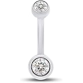 SAVEARTH DIAMONDS 1/3 Carat Round Cut Moissanite & Lab Grown Diamond Belly Button Navel Rings Body Piercing Jewelry For Women In 14K Gold Over Sterling Silver (VVS1 Clarity, 0.33 Cttw)