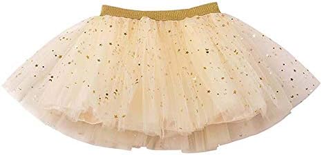 DOMIRY Tulle Tutu Skirt for Little Girls Layered Sparkle Star Princess Ballet Dance Dress Puffy Skirts Clothes
