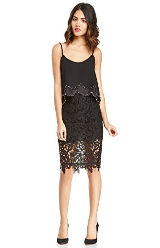 DAILYLOOK Women's, DAILYLOOK Venetian Lace Skirt, black, M