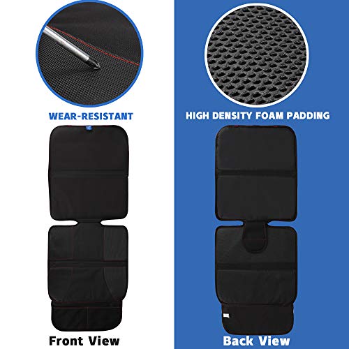 Funbliss Car Seat Protector for Pet, Baby Child Car Seats, - Auto Seat Cover Mat for Under Carseat with Thickest Padding to Protect Leather & Fabric Upholstery - Waterproof and Dirt Resistant (2 Pack)