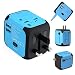 Ailuner Travel Adapter,Worldwide Power Converters Universal World Travel Plug Adapter with 2.4A Dual USB Charger & Worldwide AC Wall Outlet Plugs for USA EU UK AU. (Blue)
