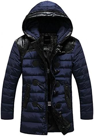 Tooboo Men's Long Warm Hooded Puffer Down Jacket Winter Coat Blue US XXL/Height 185cm
