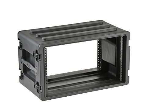 SKB 6U Shallow Roto Rack Case - Durable Polyethylene Gear Protector, Stackable, Waterproof with Twist Latches & Rubber Feet for Musicians, DJs, and A/V Equipment - Secure Transport & Storage Solution
