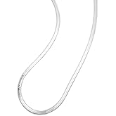 2mm Snake Chain Choker Necklace for Women 925 Sterling Silver 14K Lightweight Crafted Herringbone Magic Thin Flat Chain Claw Clasp Dainty Necklace 18 inch