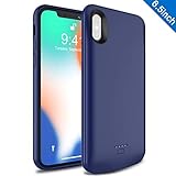 iPhone XS Max Battery Case, Wavypo 5000mAh Ultra Slim Extended Rechargeable Charger Case Portable Power Bank External Battery Pack Protective Charging Case For iPhone XS Max (6.5inch)-Blue