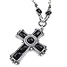 jonline24h Mens Womens Large Vintage Celtic Cross Pendant Necklace Chain, Black Silver