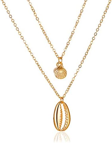 NancyMissY ヴィンテージ2層ネックレスネックレスシェルパールペンダントネックレスシンプルな女性のファッションシンプルなチェーンネックレスジュエリー