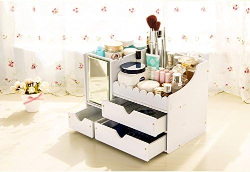 Osier DIY Cosmetic Organizer Makeup Brush Holder Jewelry Box with Mirror