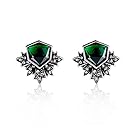 Hanloud Vintage Emerald Green Stud Earrings Antique Flower Ear Stud Emerald Gemstones Crystal Earrings