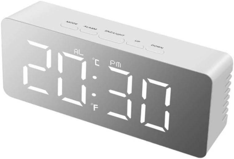 LED Table lamp Bedroom Bedside lamp Digital Electronic Clock Desk lamp with Makeup Mirror Table Alarm Clock for Home Art Decor, Rectangle