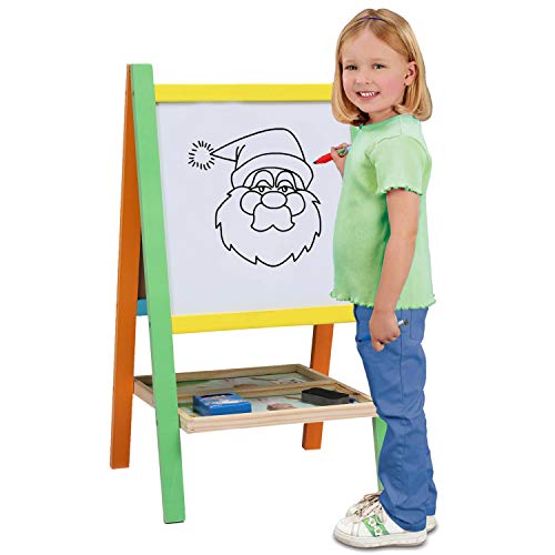 Wondertoys Kids Standing Art Easel Board with Whiteboard and Chalkboard Magnetic Alphabet Toddlers Gifts for 2 to 12 Years Old Boys and Girls - Thumbnail 6