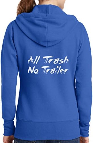 Womens All Trash No Trailer Full Zip Hoodie, Royal, 4X