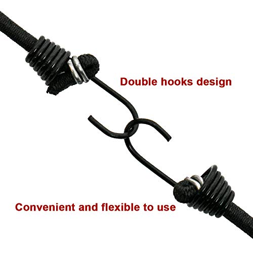 Small Bungee Cords with Hooks 10 Pack 9 Inch, Black Bungee Cords Heavy