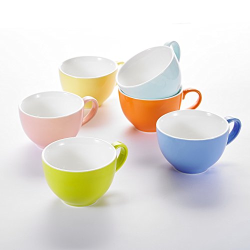 Panbado 6-Piece 5" 13.5 oz Porcelain Glazed Coffee Mugs Tea Cups of 6 Colors