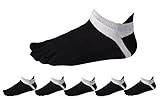 Fascot Men's Cotton Low Cut Athletic Toe Socks 5 - 6 Packs Black