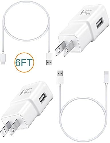 LG G6 / LG G6 Charger! Adaptive 6 FEET with Type-C Cable Combo Kit Set. {2 Wall Chargers + 2 Type-C Cables} Fast Charging uses dual voltages for up to 50% faster charging!