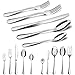 Silverware Set,MCIRCO 45 Pcs Flatware Set Serve for 8 Stainless Steel Forks Spoons Knives Set, Mirror Polished Cutlery Flatware Set with Large Serving Set