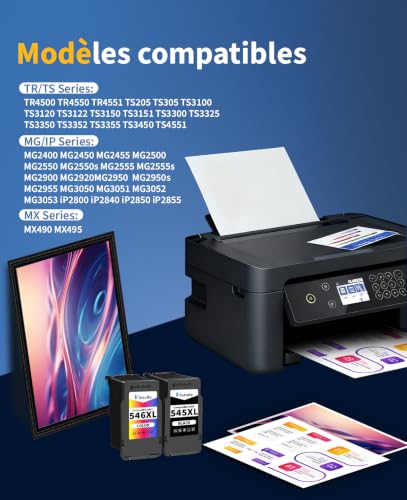 Vintella PG-545XL CL-546XL Ink Cartridges Replacement for Canon 545 and 546 545XL 546XL for Canon PIXMA MX495 TR4550 TR4551 MG2550s MG2555s TS3150 TS3151 TS3350 MG3050 MG3050 MG3050 MG3055s 1 (Black