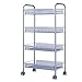 SINGAYE 4 Tier Metal Rolling Cart, Metal Storage Cart, Utility Cart, Silver