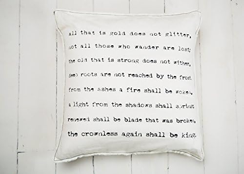 all that is gold does not glitter - linen 24x24 faux down throw pillow with frayed edges