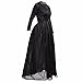 Women Black Long Cloak Cape Chiffon Lace Floral Short Dress 2Pcs Outfit Cocktail
