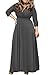 Pink Queen Women's Size v-Neck Solid 3/4 Sleeve Long Maxi Dress, Grey, XX-Large Plus