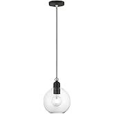 Livex Lighting, 48972-04, Downtown, Sphere Pendant, Black with Brushed Nickel Accents