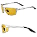 Night Driving Glasses Anti Glare Polarized HD Lenses for Night Safety Glasses (silver, yellow)