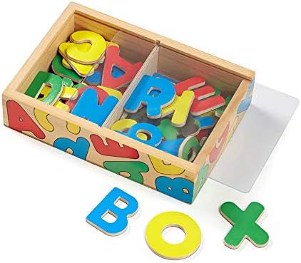 Melissa & Doug 52 Wooden Alphabet Magnets in a Box - Uppercase and Lowercase Letters
