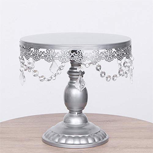 Lucky Monet 6Pcs Crystals Cake Stand Cupcake Tower Stand Wedding Plates Set Metal Round Party Dessert Display Décor with Crystals Beads (6pcs, Silver)