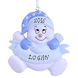 Personalized Baby's First Christmas Boy Snowman Ornament - Free Personalization ...