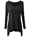 SEENFUN Womens Sexy Crisscross Neck Long Sleeve T-Shirt Tunic (Black) XL