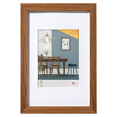 walther design Fiorito EFX060D Picture Frame, Wooden Frame with Art Glass and Passe-Partout, 50 x 60 cm, Dark Grey
