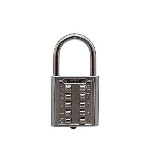 Ultra Hardware 55156 10 Digit Push Button Combination Padlock, 5 Digit Locking Mechanism, Chrome Plated