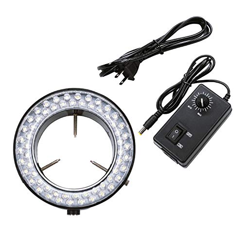 Micrl Microscope Ring Light Adjustable 60 LED Illuminator for Stereo Microscope & Camera
