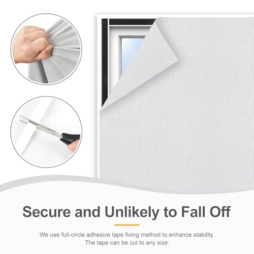 Edonkvi Blackout Window, Blackout Curtain, No Drilling, Linen Fabric Anti Heat Blackout Blind, Can Be Cut Out Thermal Roller Blind by the Metre for Travel, Bedroom, Office, Roof Sun, Window, Home