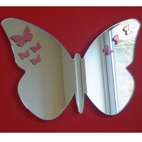 Super Cool Creations Butterfly Mirror 45cm x 39cm with Pink Mirrored Butterflies