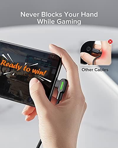 [3 Pack] USB C Cable, Mcdodo 90 Degree 3.1A QC3.0 Fast Charging Type C Cable, (0.5m+1.2m+3m) Braided Nylon Data Cord USB-C Charger for Samsung Galaxy S21 S20 S10 Note 20 10 Huawei Google Xiaomi etc.