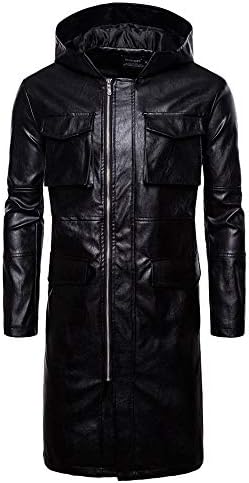 Long Section Hooded Leather Jacket BOOMJIU Clothing Coats Winter Sale for Men