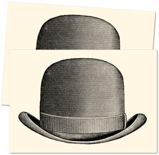 MEN'S DERBY HAT, On Off White - Artist Designed, Hand Made Note Cards - Note Cards Are Beautifully Finished With Amazing Image - Matching Envelopes