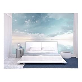 Large Wall Mural - Oil Painting Style Landscape with Sky Reflected on The Calm Water Surface | Self-Adhesive Vinyl Wallpaper/Removable Modern Wall Decor - 100x144 inches
