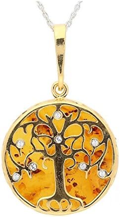 COGNAC BALTIC AMBER GEMSTONE STERLING SILVER925 gold plated PENDANT. KAB-274 .1
