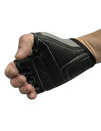 Muscle Composition Pro Grip - Guantes de gimnasio de piel para levantamiento de pesas y crossfit, color negro gris o negro