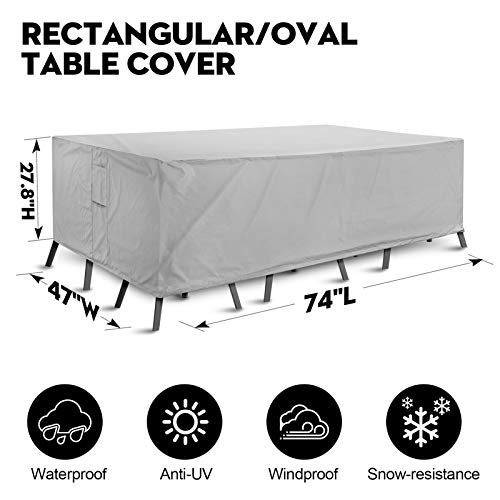 Patio Furniture Covers, Waterproof Outdoor Table and Chair Set Cover, 600D Windproof Tear